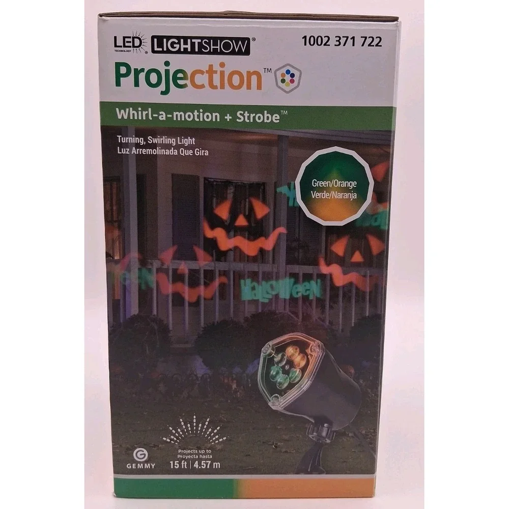 Gemmy LED Lightshow Projection Halloween Whirl A Motion + Strobe New In Box